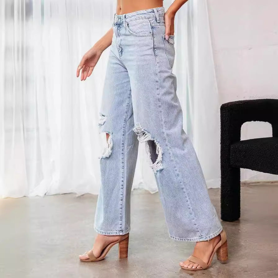 Tall Women’s Ripped Slimming Jeans – Long Inseam (34"-36")
High-Waisted Ripped Slimming Jeans for Tall Women